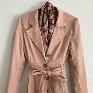 Blush Pink Trench Coat w/ Scarf
